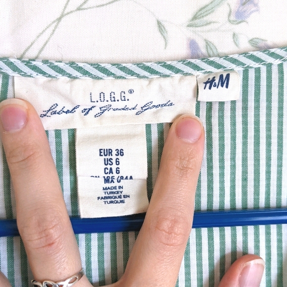 Green and white blouse from H&M, 3/4 sleeve - Picture 4 of 6